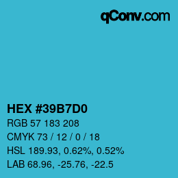 颜色代码: HEX #39B7D0 | qconv.com