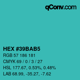 Color code: HEX #39BAB5 | qconv.com