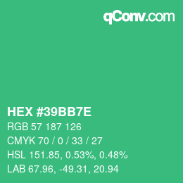 Color code: HEX #39BB7E | qconv.com