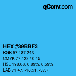 Código de color: HEX #39BBF3 | qconv.com