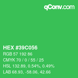 Farbcode: HEX #39C056 | qconv.com