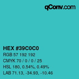 Color code: HEX #39C0C0 | qconv.com