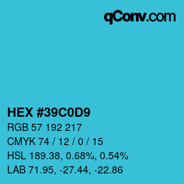 Color code: HEX #39C0D9 | qconv.com