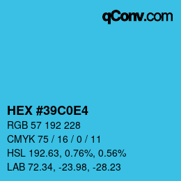 Color code: HEX #39C0E4 | qconv.com