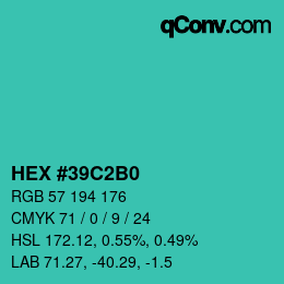 颜色代码: HEX #39C2B0 | qconv.com