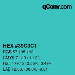 Color code: HEX #39C3C1 | qconv.com