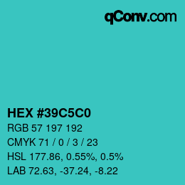 Color code: HEX #39C5C0 | qconv.com