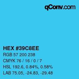 Color code: HEX #39C8EE | qconv.com