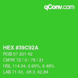カラーコード: HEX #39C92A | qconv.com