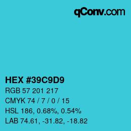 Color code: HEX #39C9D9 | qconv.com