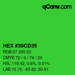 カラーコード: HEX #39CD35 | qconv.com