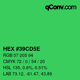 Farbcode: HEX #39CD5E | qconv.com