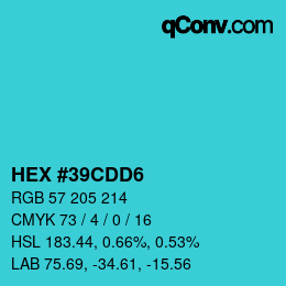 Color code: HEX #39CDD6 | qconv.com