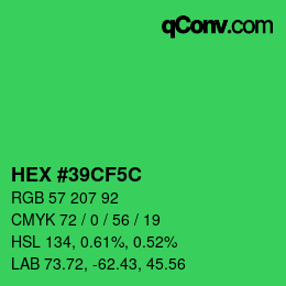 カラーコード: HEX #39CF5C | qconv.com