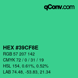Color code: HEX #39CF8E | qconv.com