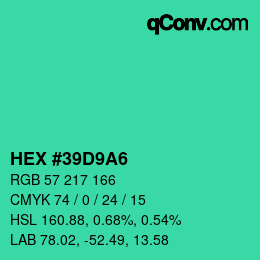 Color code: HEX #39D9A6 | qconv.com