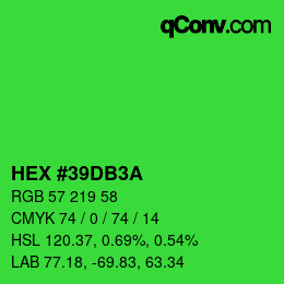 カラーコード: HEX #39DB3A | qconv.com