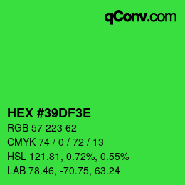カラーコード: HEX #39DF3E | qconv.com