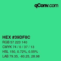 Color code: HEX #39DF8C | qconv.com