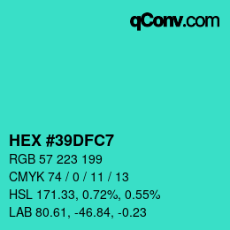Color code: HEX #39DFC7 | qconv.com