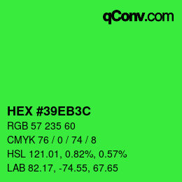 Color code: HEX #39EB3C | qconv.com