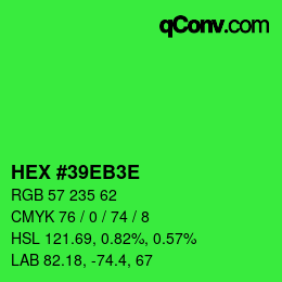 Color code: HEX #39EB3E | qconv.com