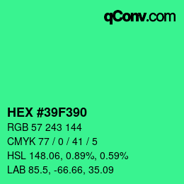 Color code: HEX #39F390 | qconv.com