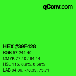 Color code: HEX #39F428 | qconv.com