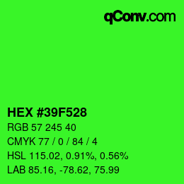 Color code: HEX #39F528 | qconv.com