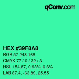 Color code: HEX #39F8A8 | qconv.com