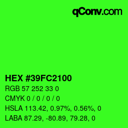 Color code: HEX #39FC2100 | qconv.com