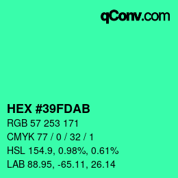 Color code: HEX #39FDAB | qconv.com