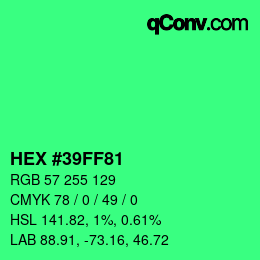 Color code: HEX #39FF81 | qconv.com