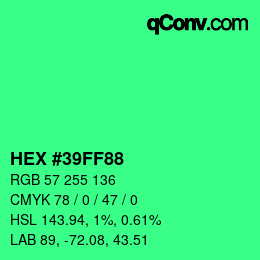 颜色代码: HEX #39FF88 | qconv.com