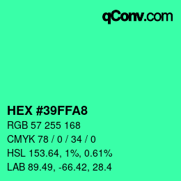カラーコード: HEX #39FFA8 | qconv.com