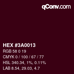 Color code: HEX #3A0013 | qconv.com