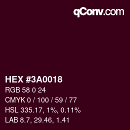 Color code: HEX #3A0018 | qconv.com