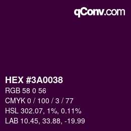 颜色代码: HEX #3A0038 | qconv.com
