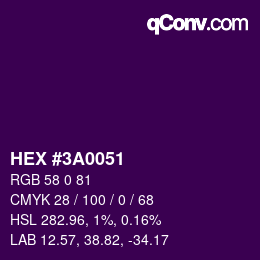 Color code: HEX #3A0051 | qconv.com