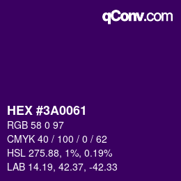 Color code: HEX #3A0061 | qconv.com