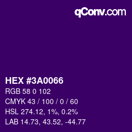 Color code: HEX #3A0066 | qconv.com