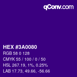 Color code: HEX #3A0080 | qconv.com