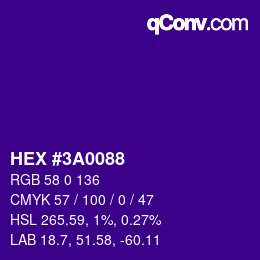 カラーコード: HEX #3A0088 | qconv.com