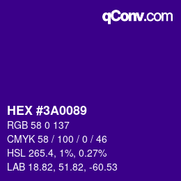 Color code: HEX #3A0089 | qconv.com