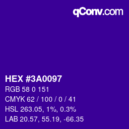 Color code: HEX #3A0097 | qconv.com