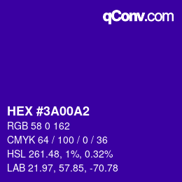 Color code: HEX #3A00A2 | qconv.com