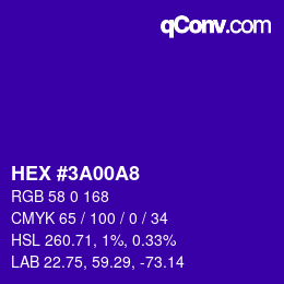 Color code: HEX #3A00A8 | qconv.com