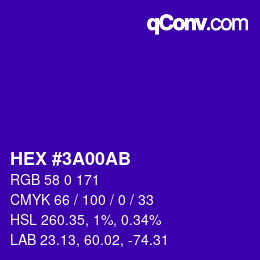 Color code: HEX #3A00AB | qconv.com