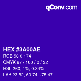 Color code: HEX #3A00AE | qconv.com