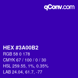 Color code: HEX #3A00B2 | qconv.com